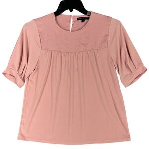 Banana Republic Blouse Crepe Mixed Media Dressy Workwear Modern Classic Womens M